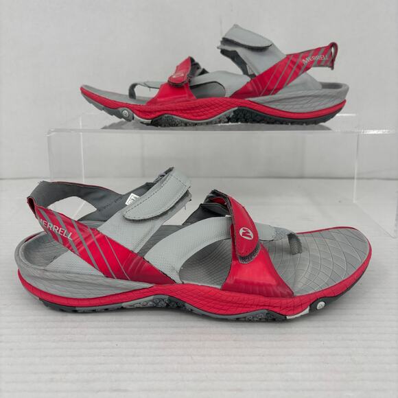 Merrell Sandals Womens Size 7 Gray Red Adjustable Straps Toe Post Comfort - Picture 2 of 10